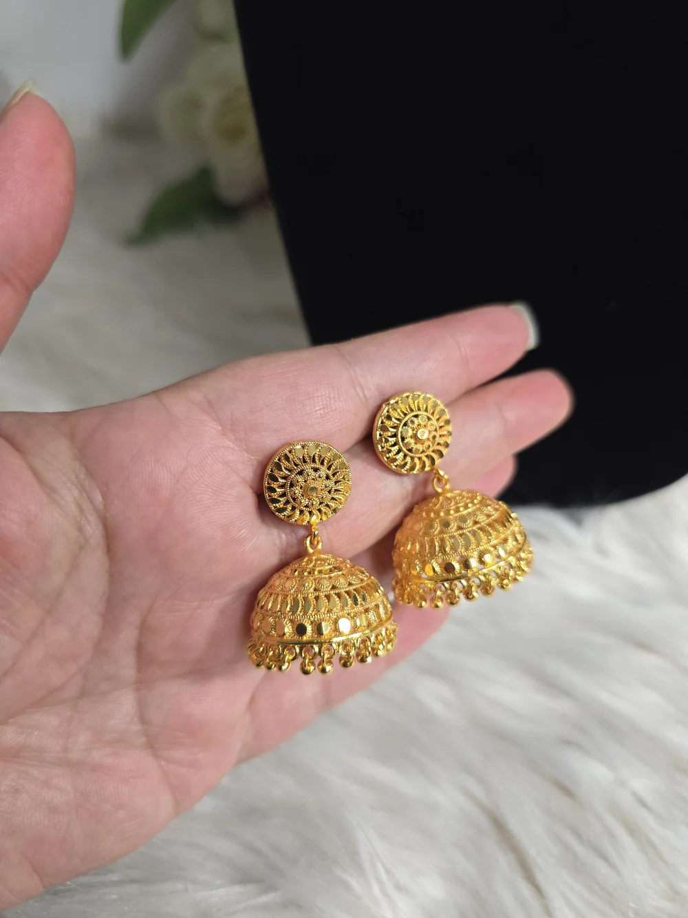Gold-Tone Traditional Coin Necklace with Jhumka Earrings